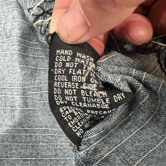 Mango Denim Embellished Jean Jacket Button Up Embroidered Size Medium Vintage - Picture 10 of 12